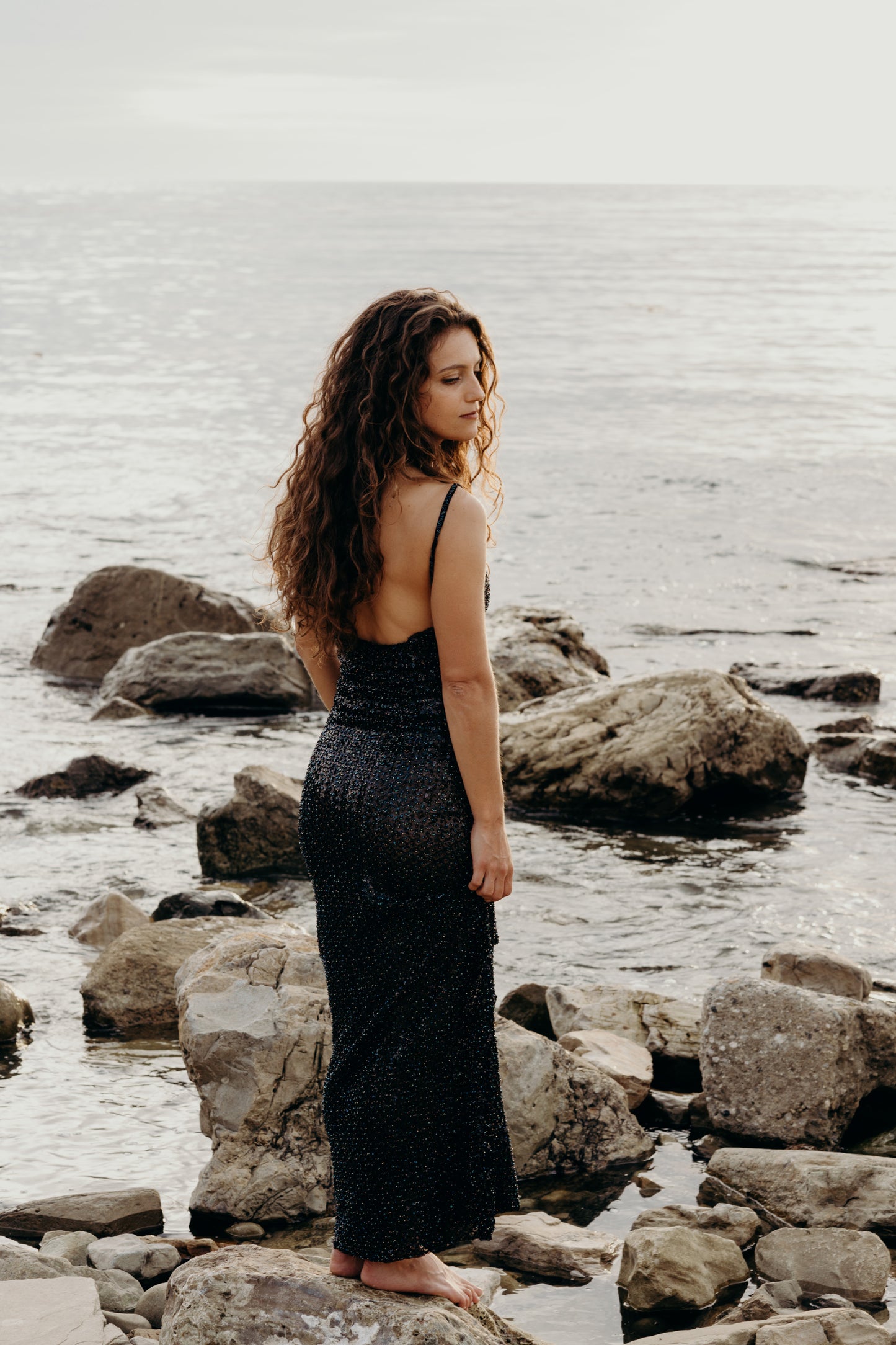 Midnight Waves Beaded Gown