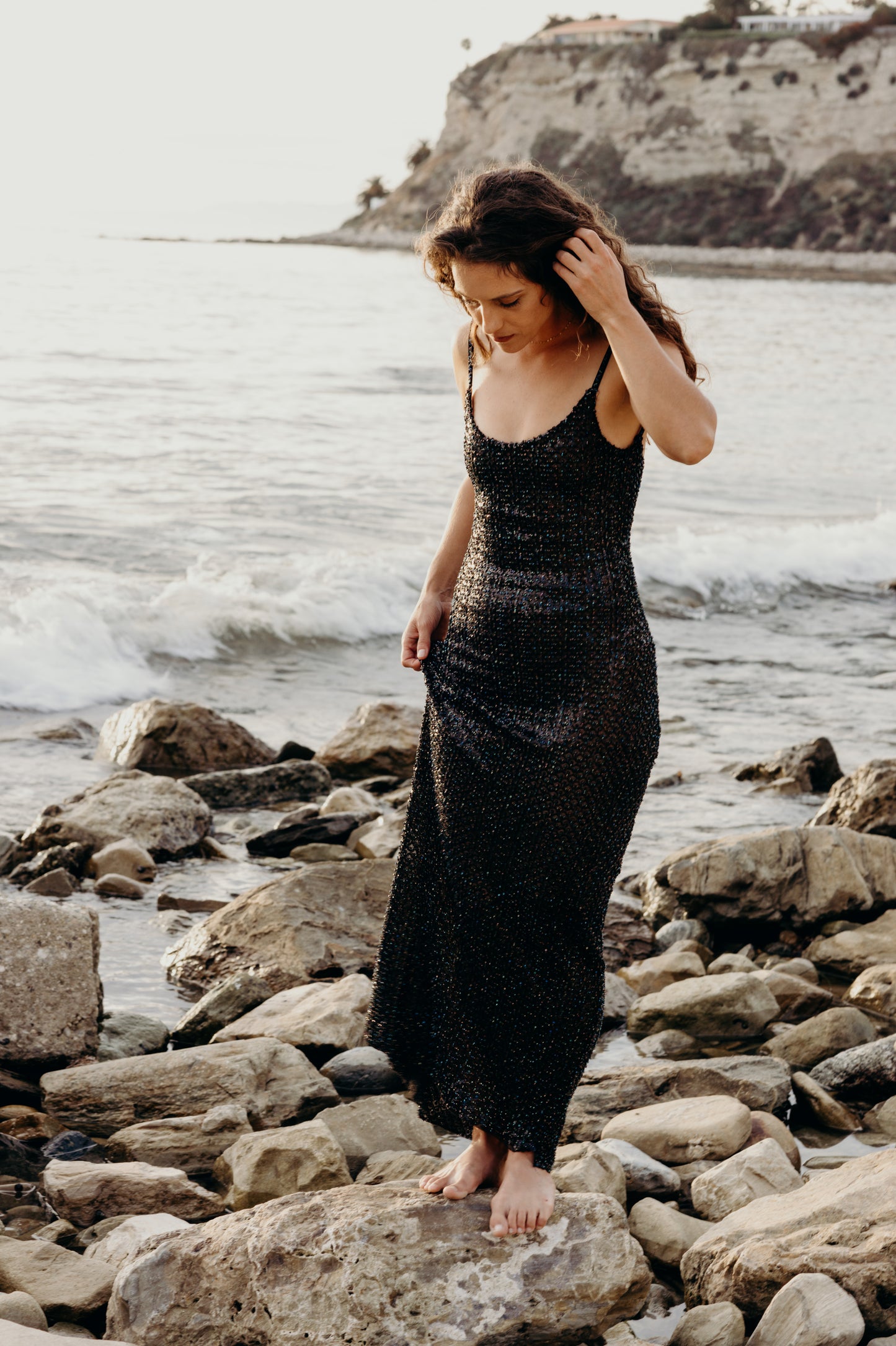 Midnight Waves Beaded Gown
